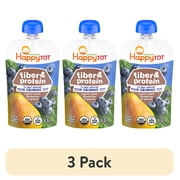 3 pack Happy Tot Organics Fiber & Protein, Stage 4, Pears Blueberries & Spinach Organic Tot Food, 4 oz.