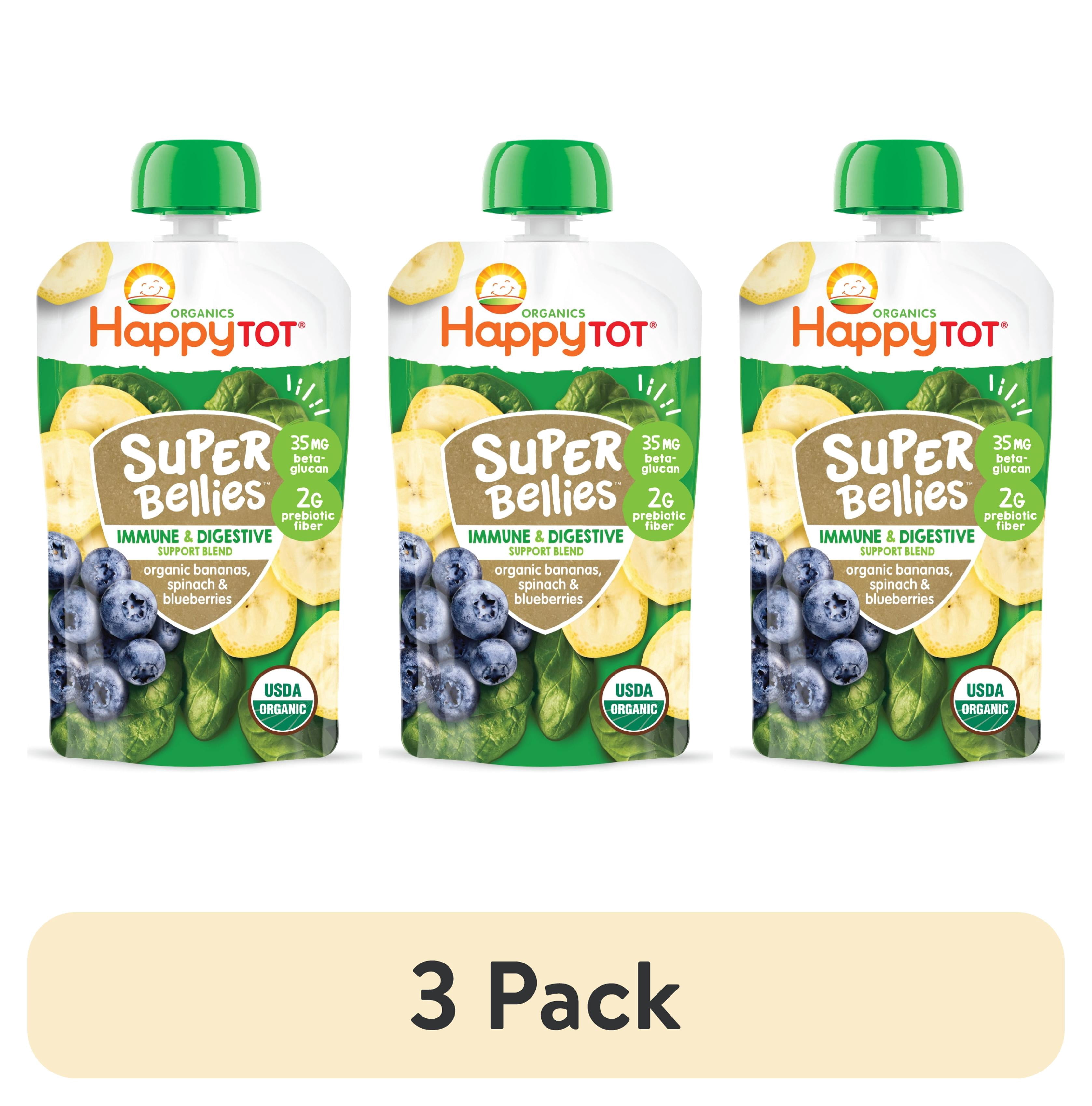 (3 pack) Happy Tot, Stage 4 Organic Baby Food, Bananas, Spinach & Blueberries, 4 oz. Pouch