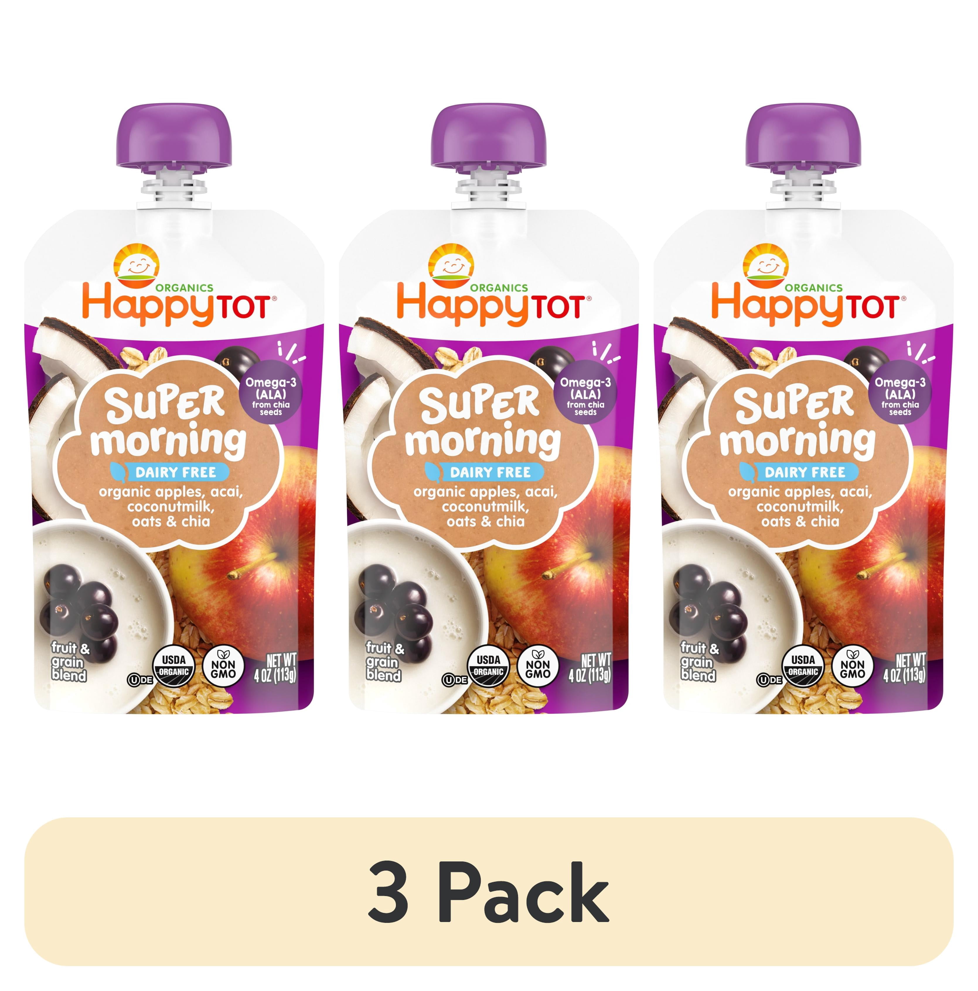 (3 pack) Happy Tot, Stage 4 Baby Food, Apples, Acai, Coconutmilk Oat, Cinnamon & Chia, 4 oz. Pouch