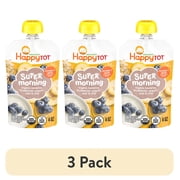 (3 pack) Happy Tot Organics Super Morning Stage 4, Bananas Blueberries Yogurt & Oats, Organic Tot Food, 4 oz. Pouch