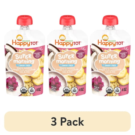 (3 pack) Happy Tot, Stage 4 Baby Food, Bananas & Dragonfruit, 4 oz. Pouch