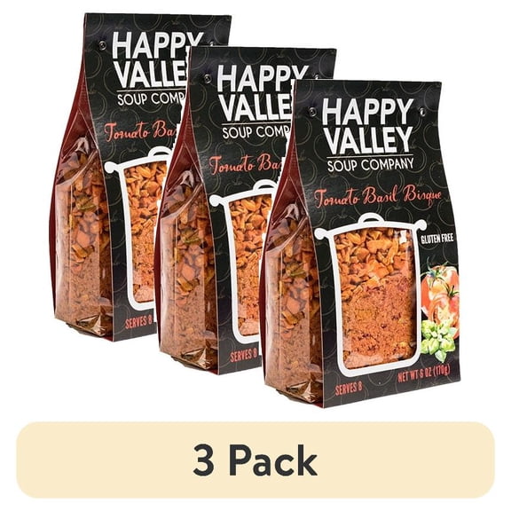 (3 pack) Happy Valley Soup Company - Tomato Basil Bisque - Dry Mix - Serves 8