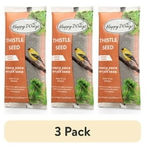 (3 pack) Happy Wings 13oz No Grow Prefilled Thistle Seed (Nyjer) Bird Food Sock Feeder - Wild Bird Seed - Dry