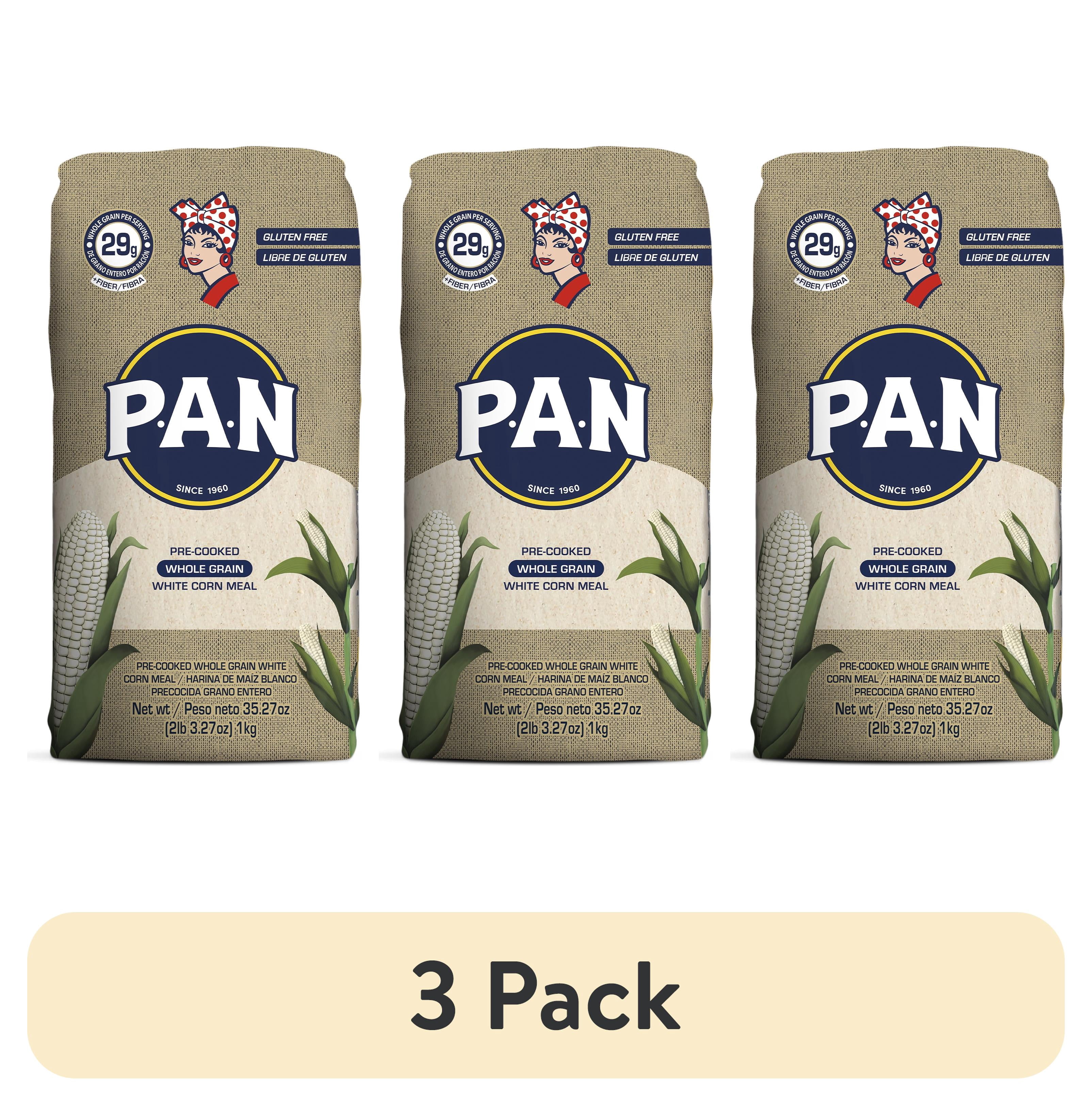 (3 pack) Harina Pan Pre-cooked Whole Grain Corn Meal