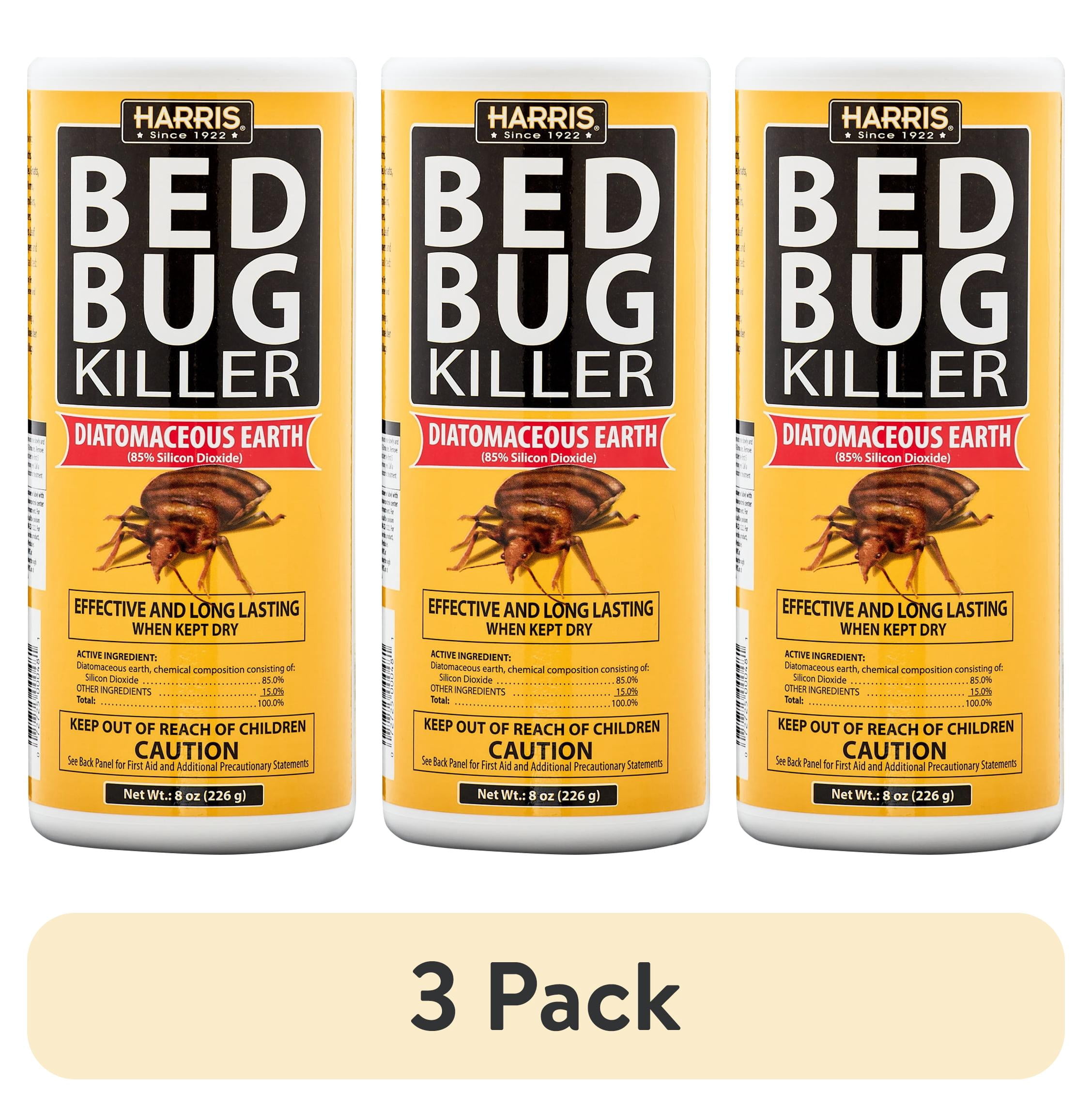 (3 pack) Harris Bed Bug Killer with Diatomaceous Earth 8 oz.