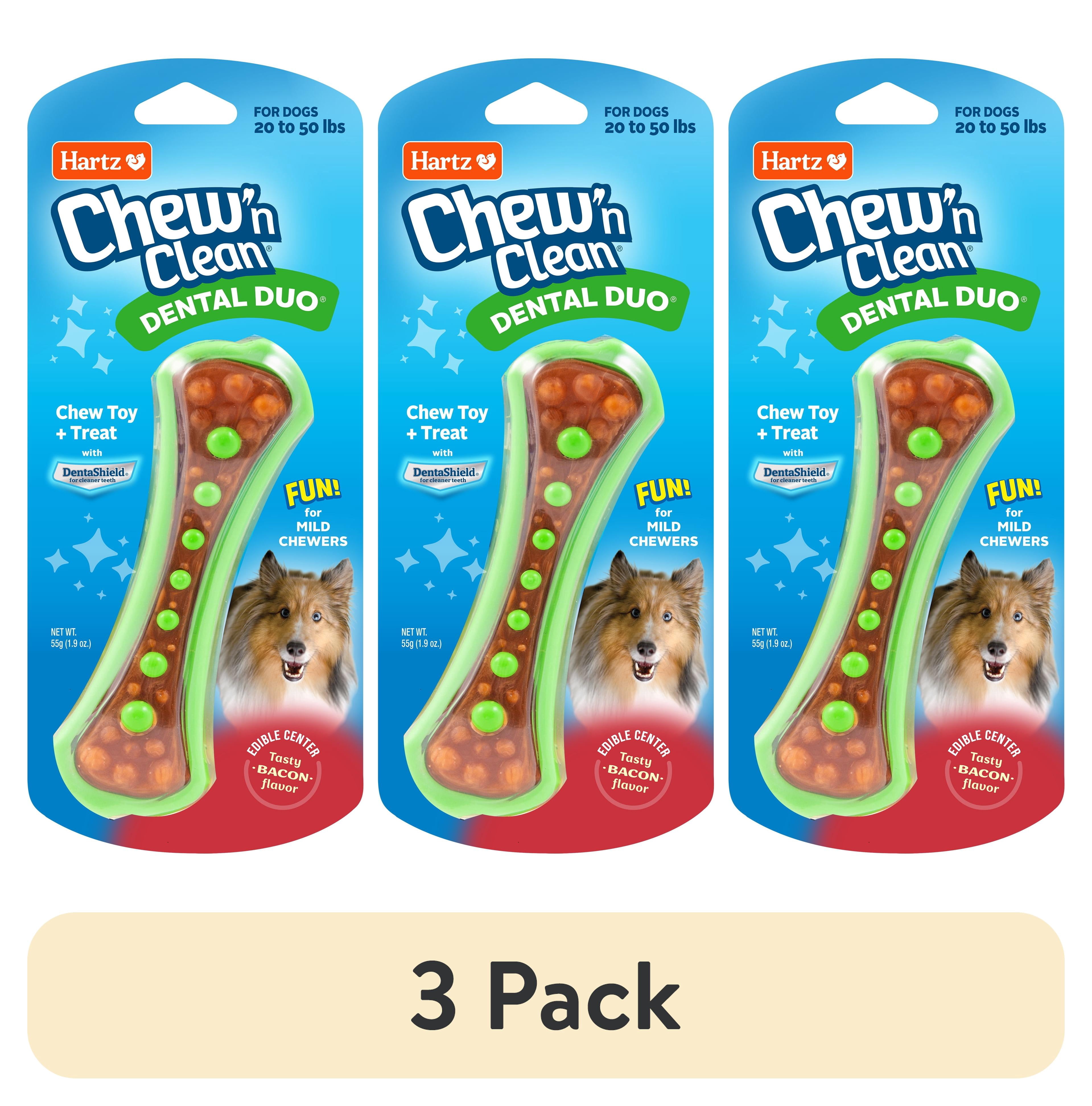 (3 pack) Hartz Chew n Clean Dental Duo Dog Toy, Medium, Nylon, Color May Vary