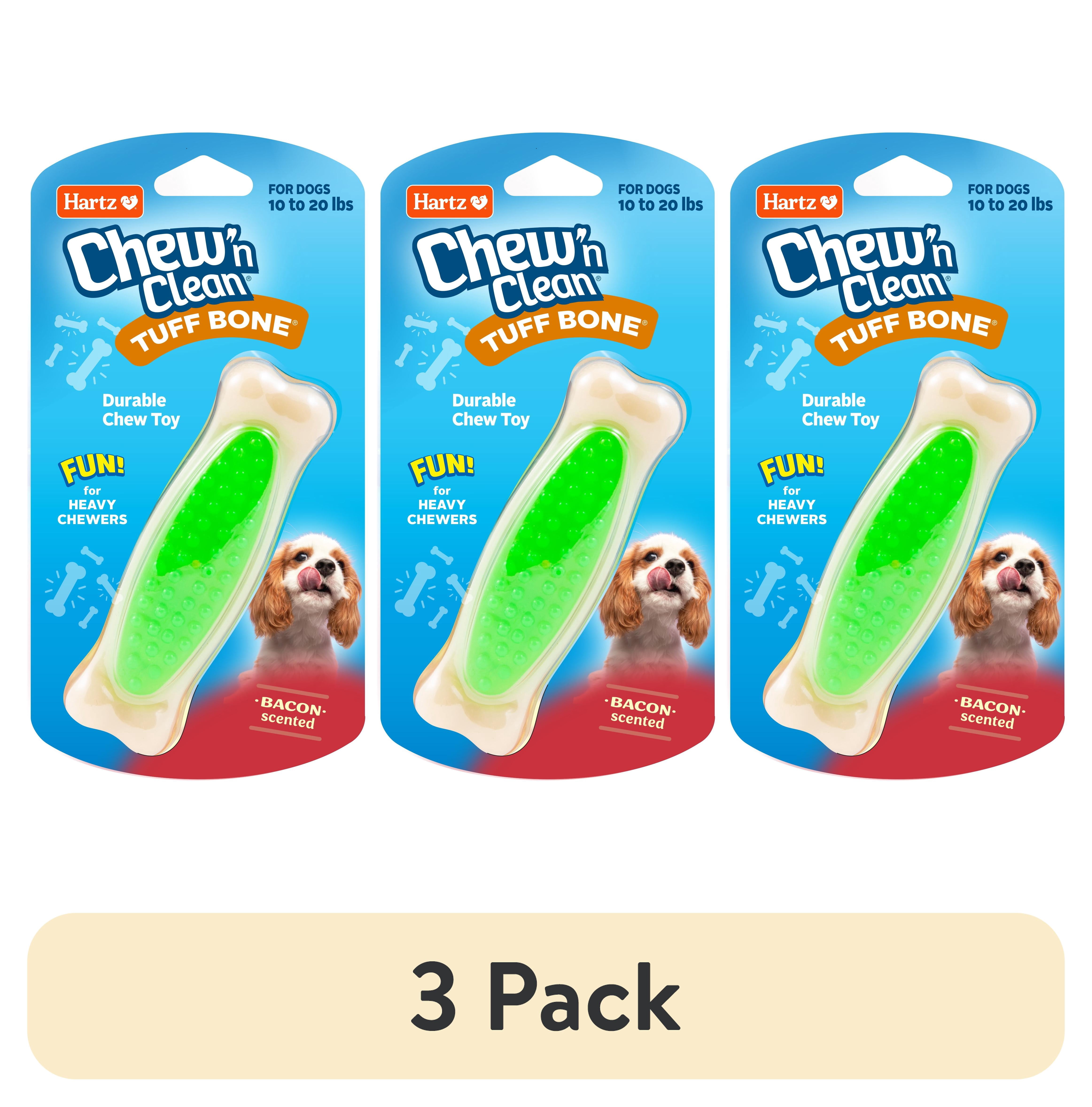 (3 pack) Hartz Chew n Clean Tuff Bone Dog Toy, Small, Color May Vary