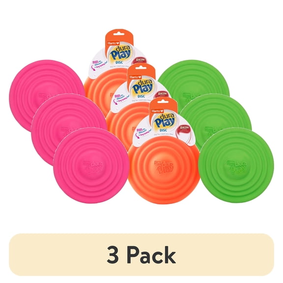 (3 pack) Hartz Dura Play Disc Bacon Scented Dog Toy, Latex, 1 Count