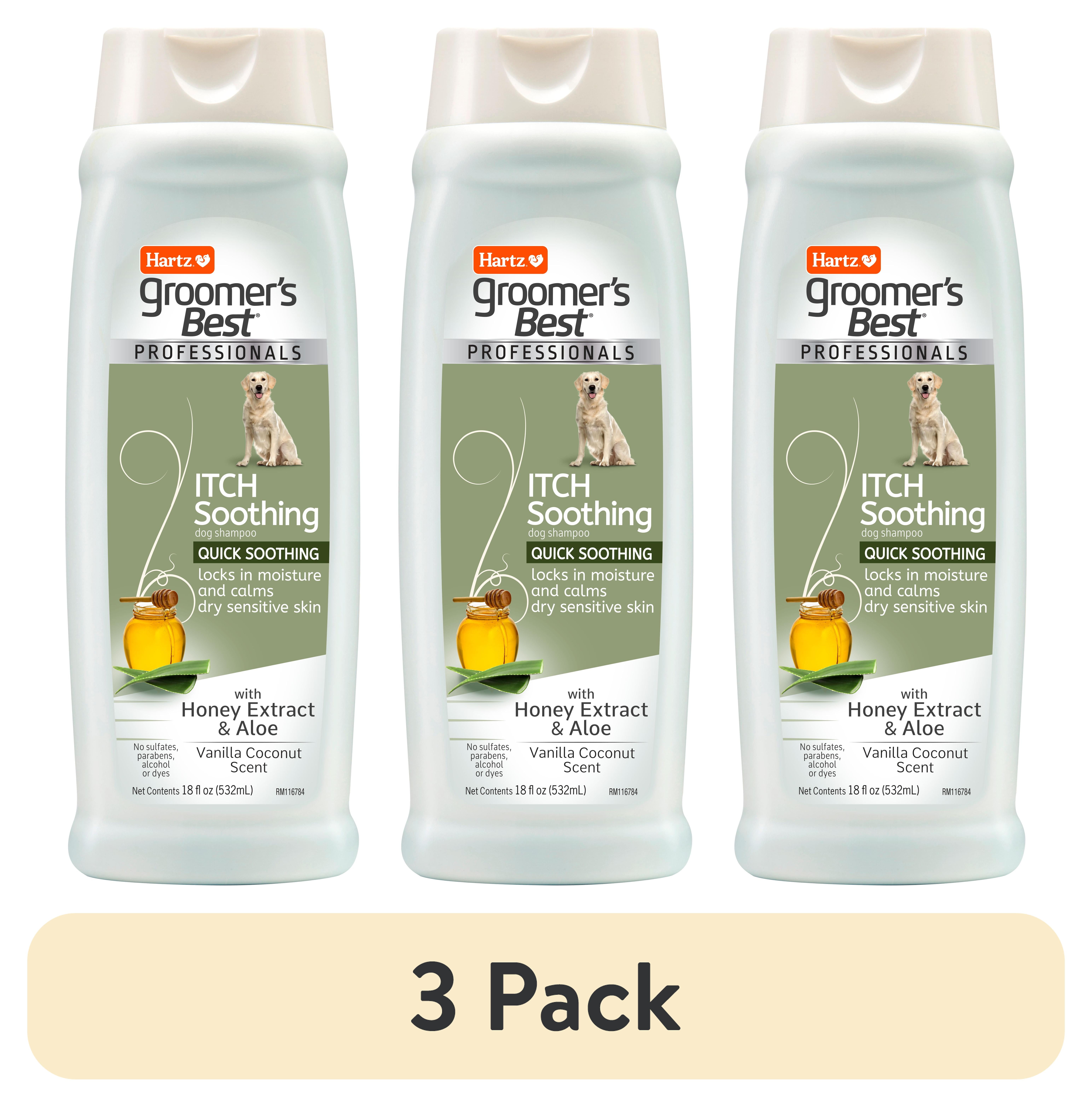 (3 pack) Hartz Groomer's Best PROFESSIONALS Itch Soothing Dog Shampoo, 18 fl oz.