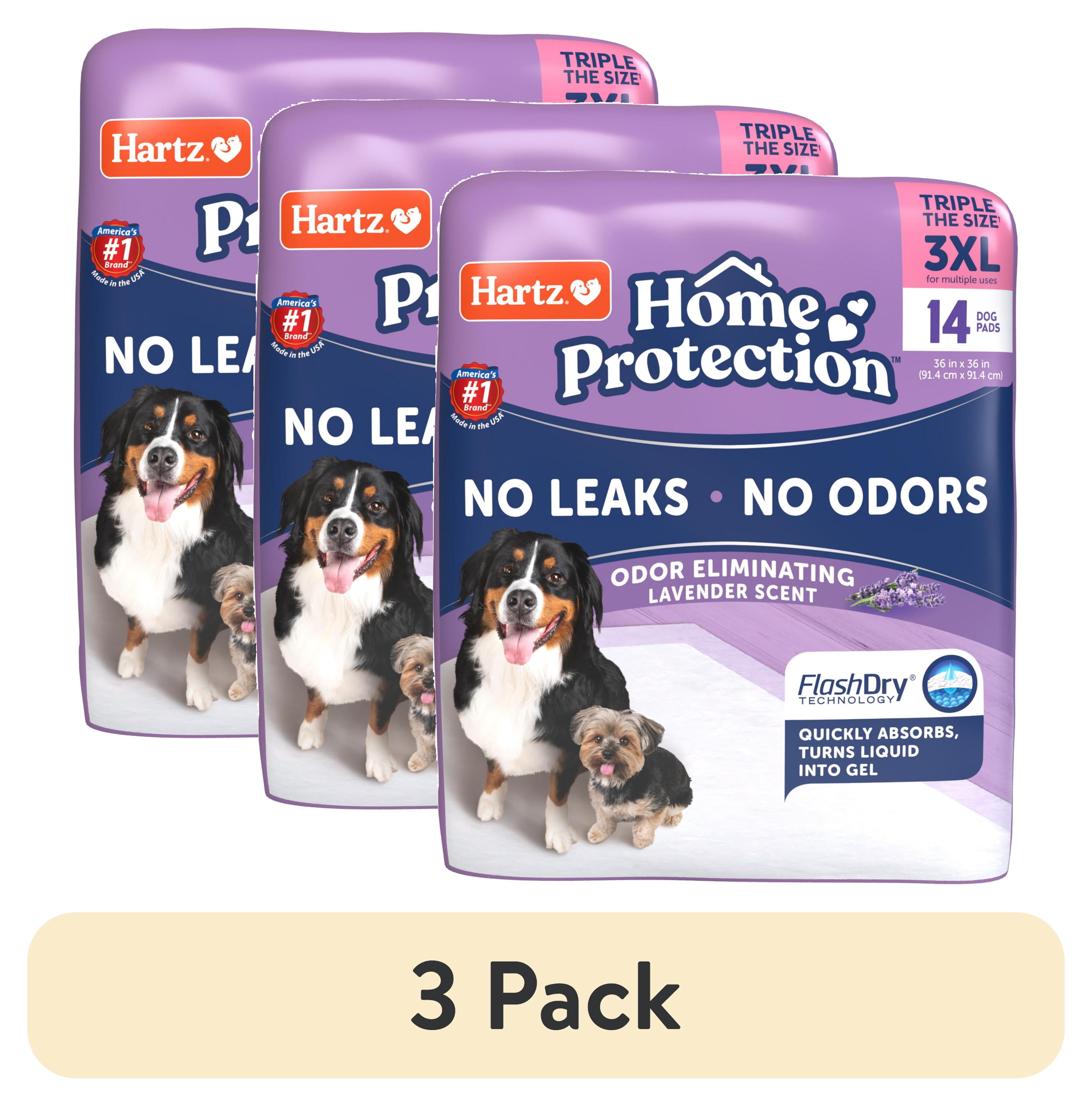 (3 pack) Hartz Home Protection Super Absorbent Odor Eliminating Lavender Scented No Leaks Dog Pads, 3XL, 14 Count