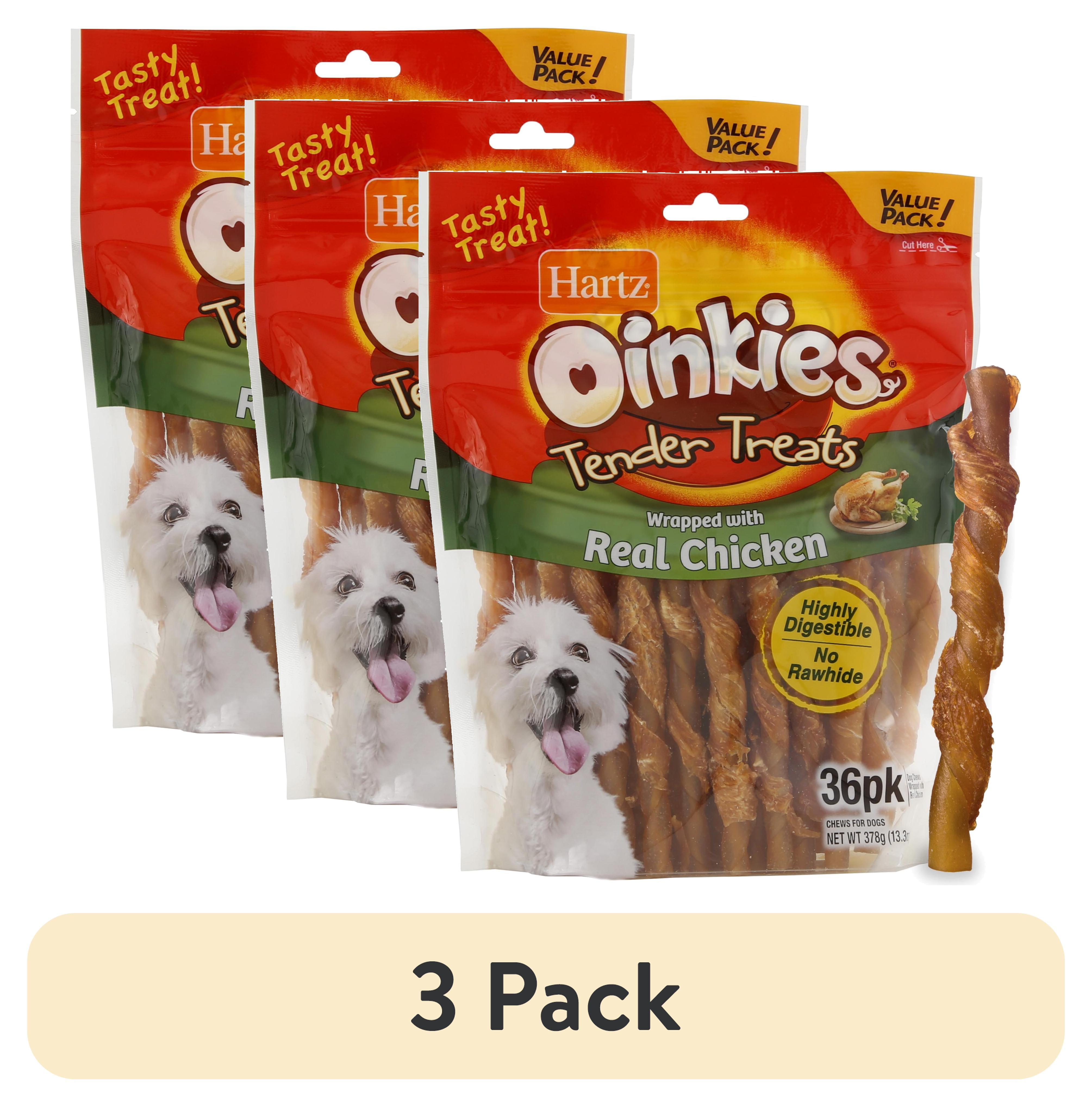 (3 pack) Hartz Oinkies Tender Twists Rawhide‑Free Dog Treats with Real Chicken Breast, Highly Digestible Dog Chews, 36 Count