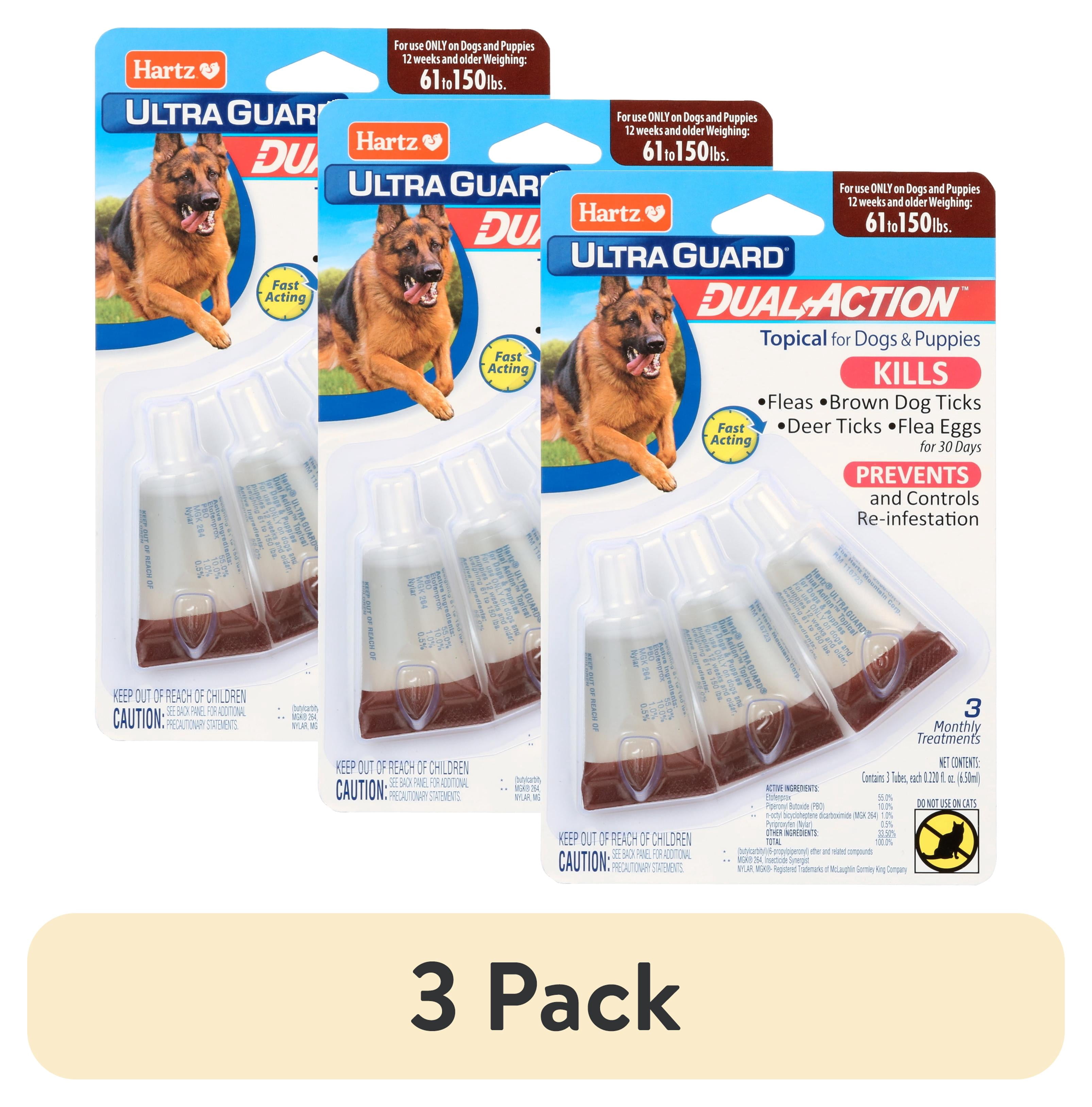 (3 pack) Hartz UltraGuard Dual Action Flea & Tick Topical, XL, Dogs 61-150lbs, 3 Monthly Treatments