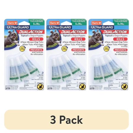 (3 pack) Hartz UltraGuard Dual Action Flea & Tick Topical for Small Dogs 5-14lbs, 3 Monthly Treatments