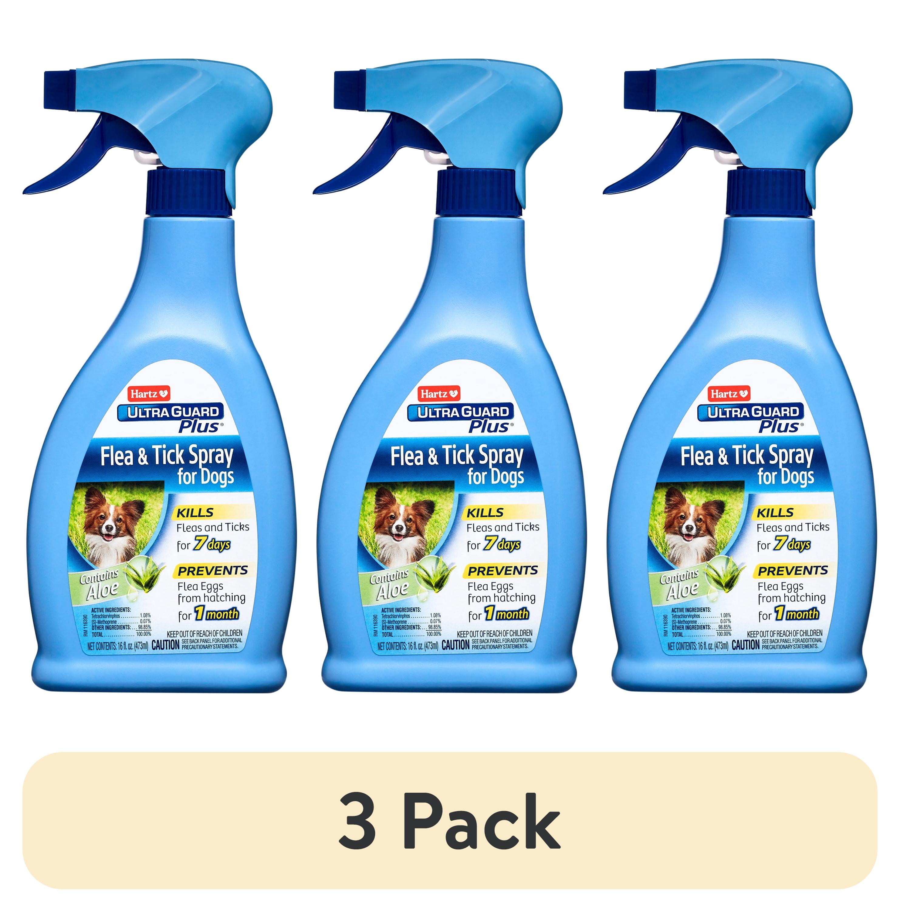 (3 pack) Hartz UltraGuard Plus Flea And Tick Spray With Aloe for Dogs, 16 oz.