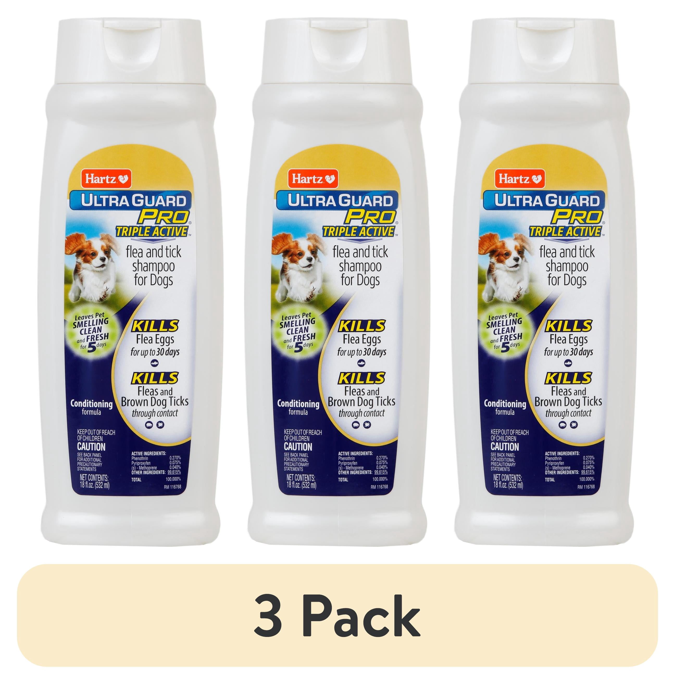 (3 pack) Hartz UltraGuard Pro Triple Active Flea & Tick Shampoo for Dogs, 18 oz