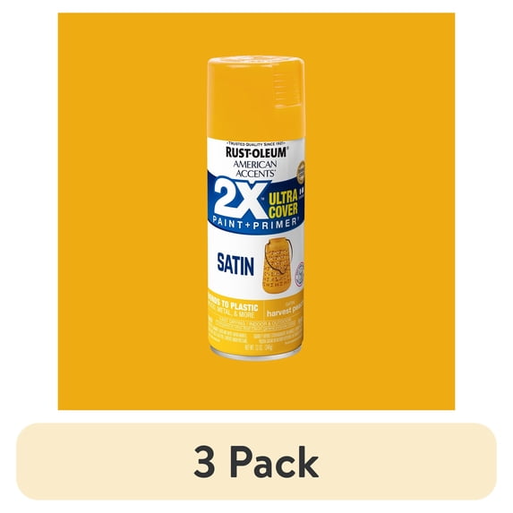 (3 pack) Harvest Peach, Rust-Oleum American Accents 2X Ultra Cover Satin Spray Paint-365057, 12 oz