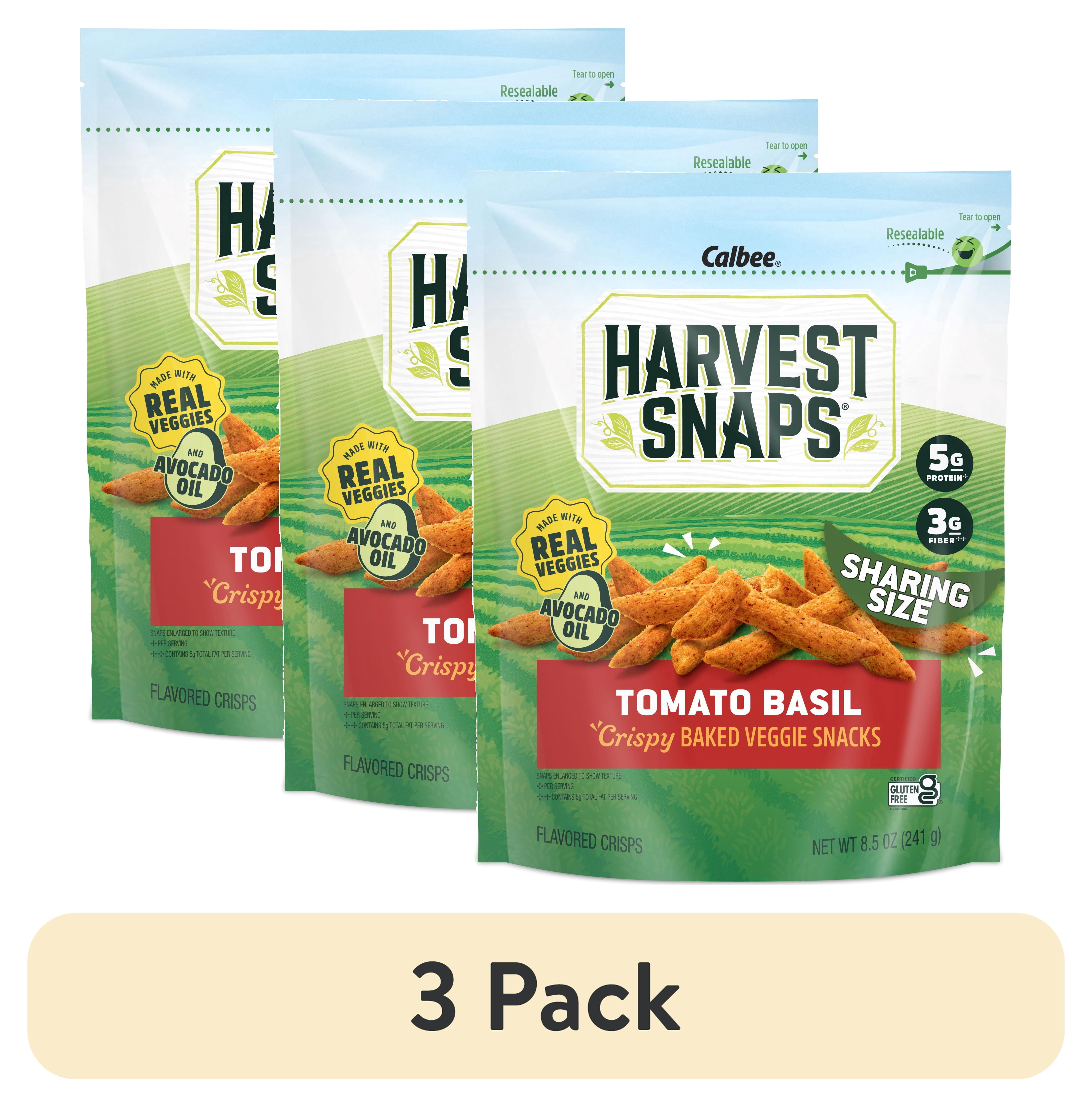 (3 pack) Harvest Snaps Snack Crisps Tomato Basil 8.5 OZ Bag