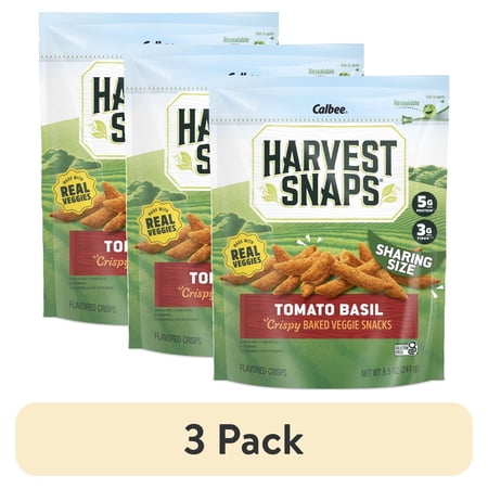 (3 pack) Harvest Snaps Snack Crisps Tomato Basil 8.5 OZ Bag