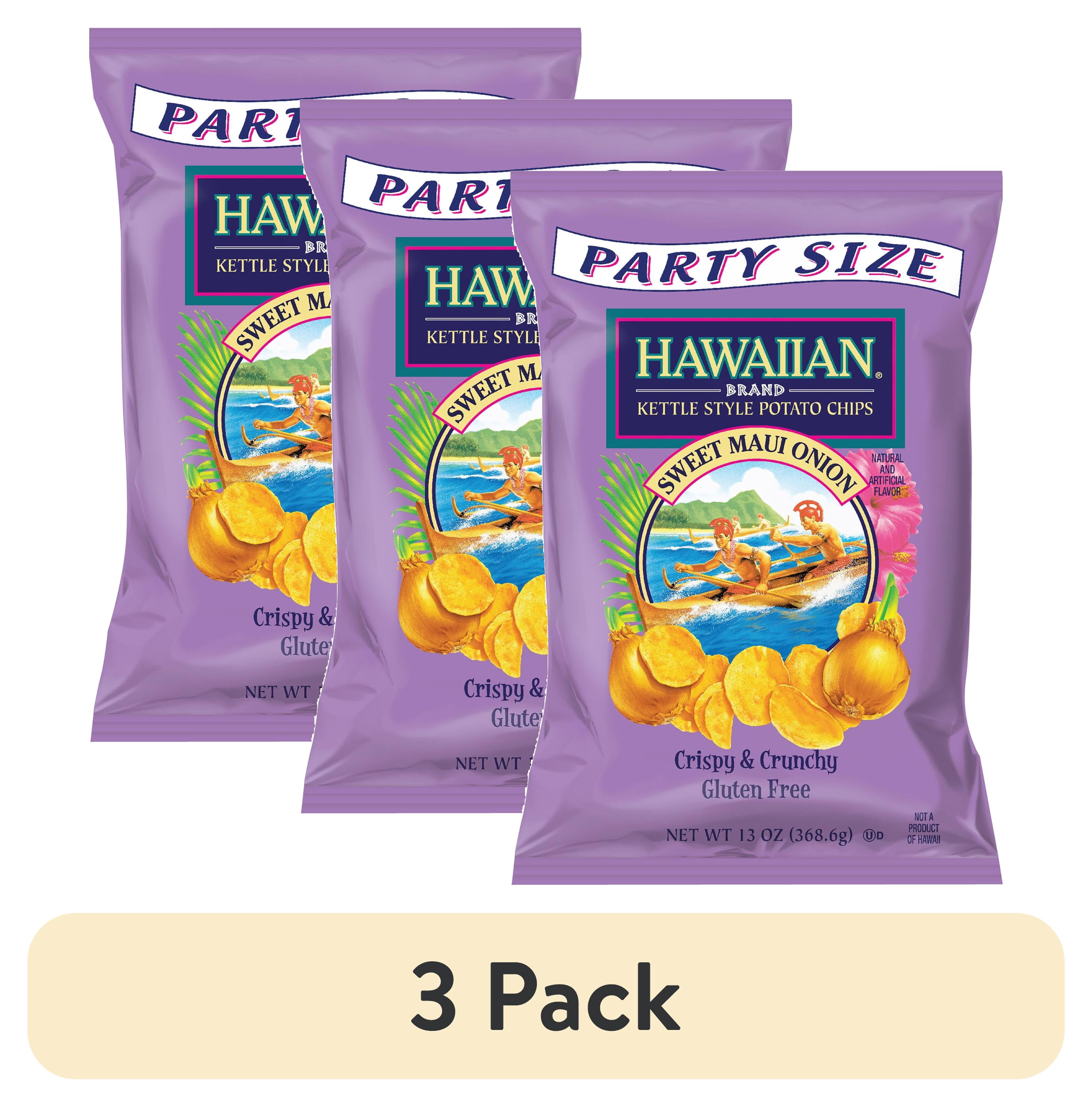 3 pack) Hawaiian Brand Sweet Maui Onion Kettle Style Potato Chips