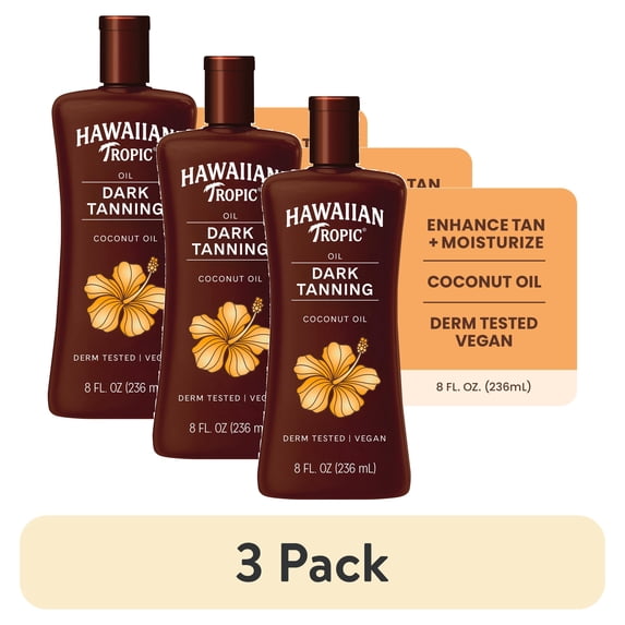 (3 pack) Hawaiian Tropic Dark Tanning Oil, 8 fl oz