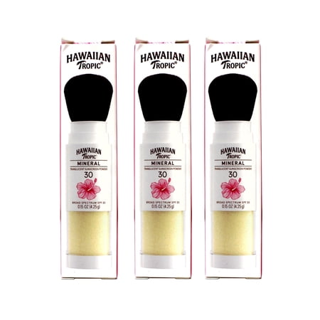 (3 pack) Hawaiian Tropic Mineral Powder Sunscreen Brush, SPF 30, 0.15 oz