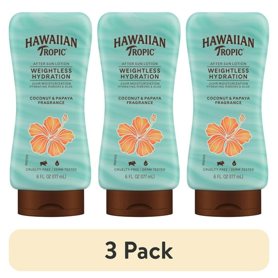 (3 pack) Hawaiian Tropic Weightless Hydration after Sun Lotion for Adults, 6 fl oz