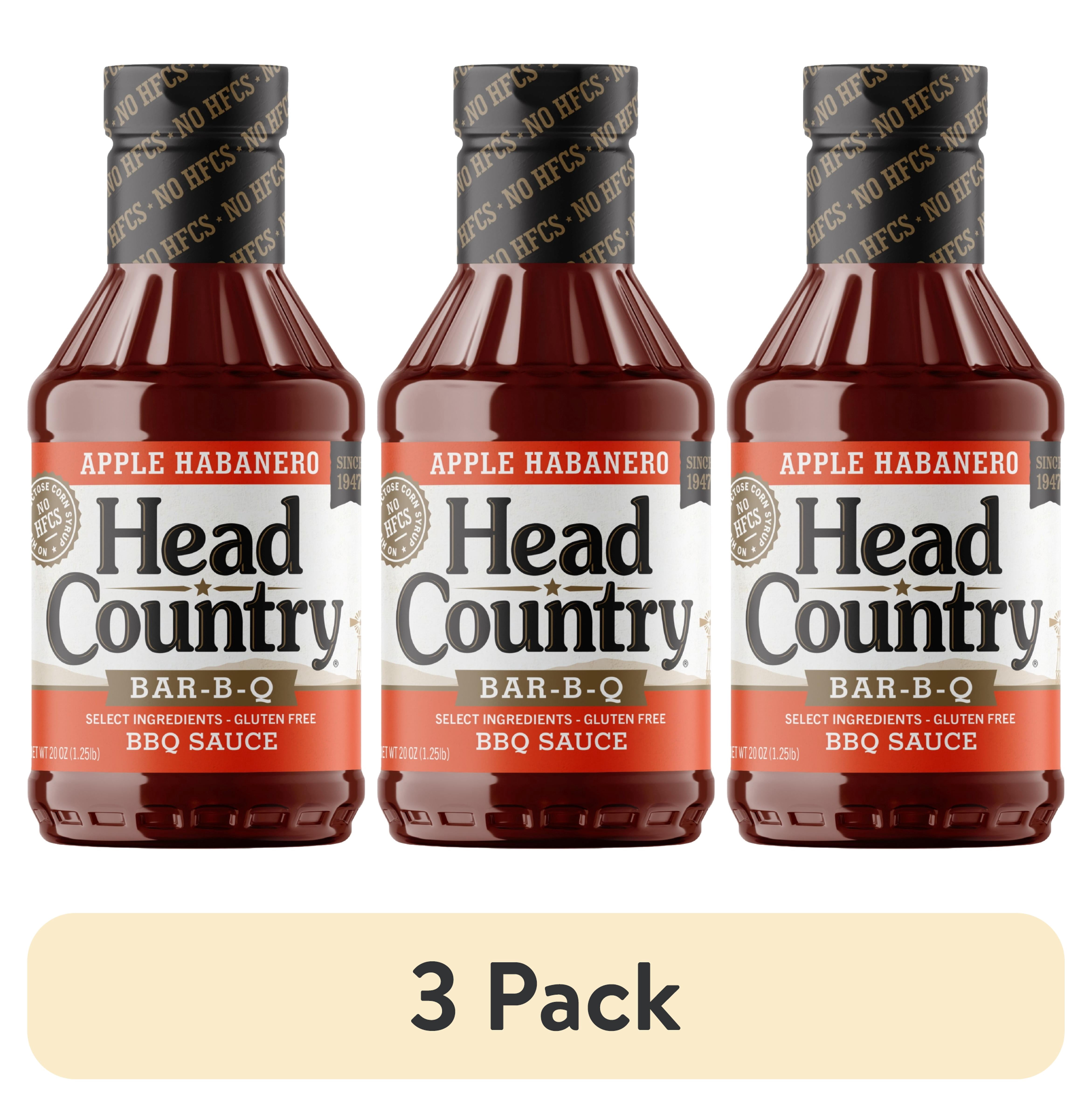 (3 pack) Head Country Apple Habanero BBQ Sauce, 20 oz