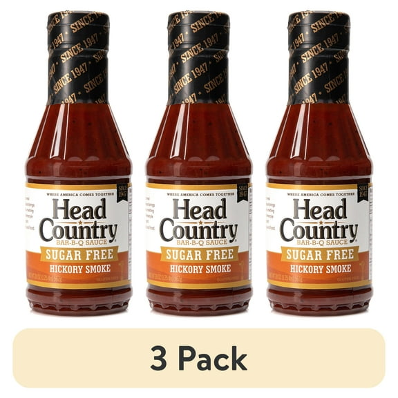 (3 pack) Head Country Bar-B-Q Sugar Free Hickory Smoke Sauce, 20 Ounce, Pack of 1