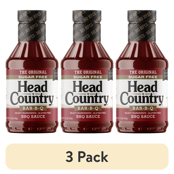 (3 pack) Head Country Sugar Free BBQ Sauce, 17.5 oz