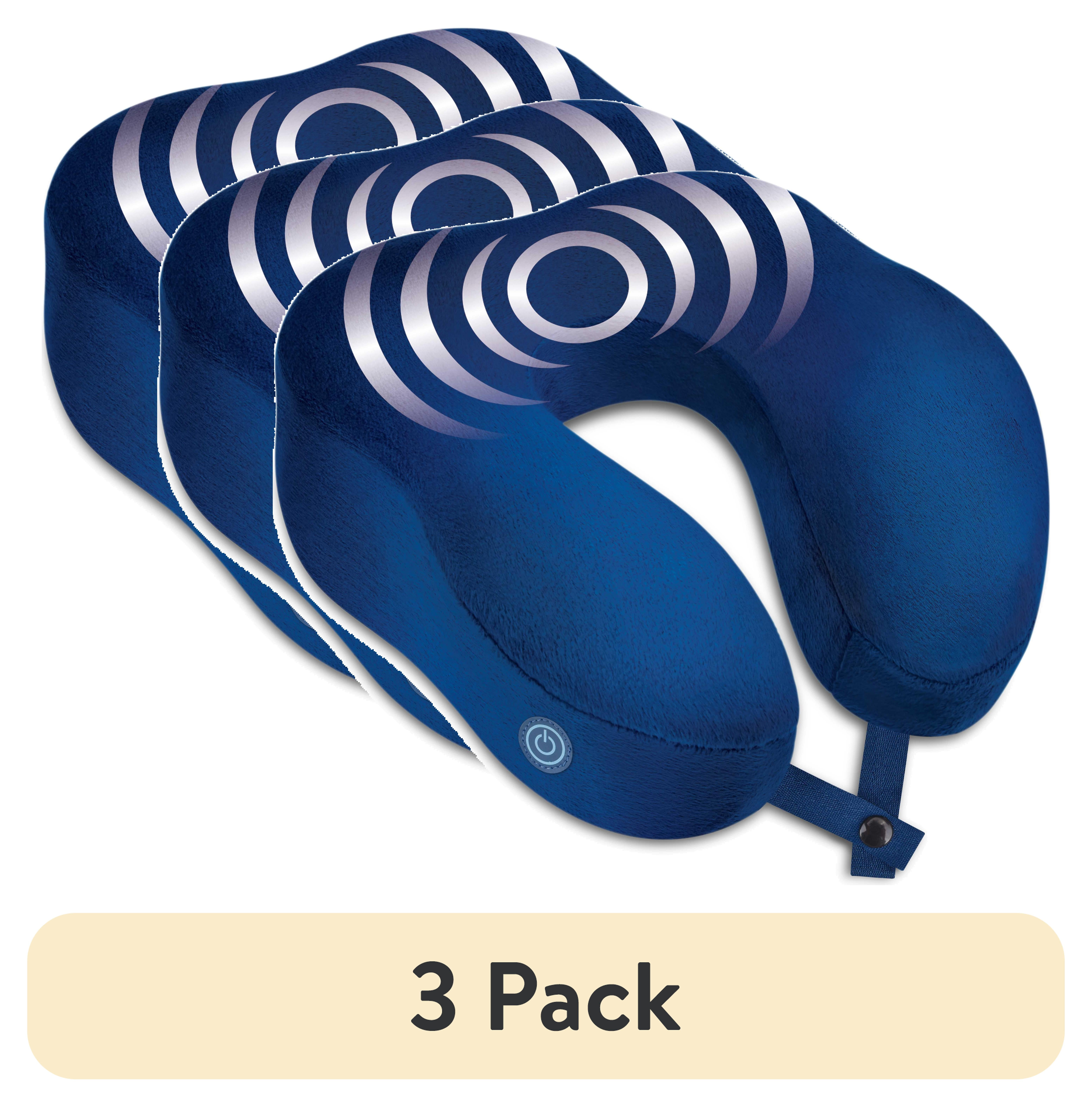 (3 pack) Health Touch Memory Foam Neck Massager, Ultra Soft, 12” U-Shaped Pillow - Blue Color for Gift Set