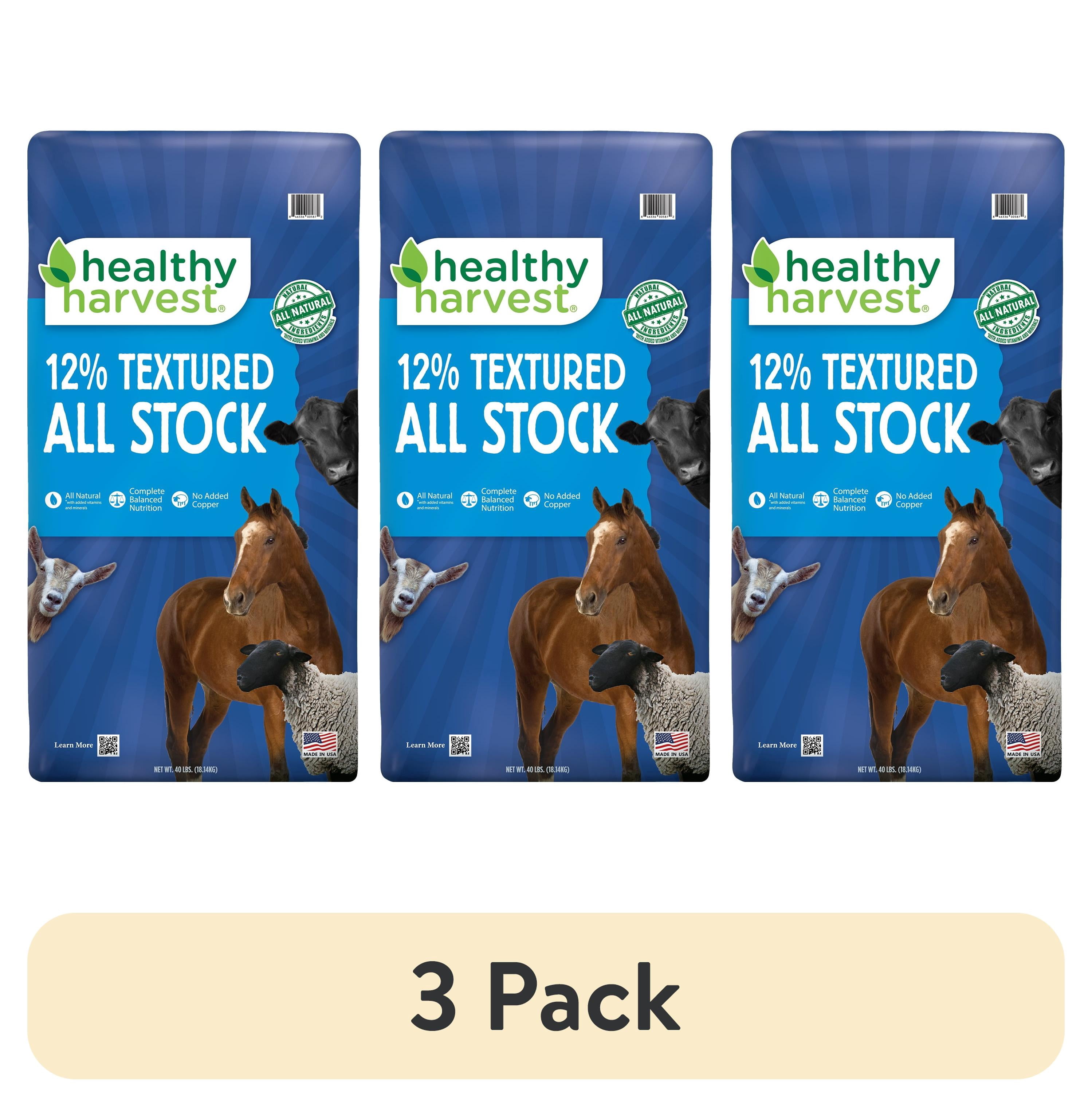 (3 pack) Healthy Harvest 12% Textured All Stock Feed for Multiple Livestock Species, 40 lb Bag