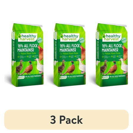 (3 pack) Healthy Harvest 16% All Natural Flock Maintainer Pellets for Feeding Mixed Flocks of Poultry, 40 lb