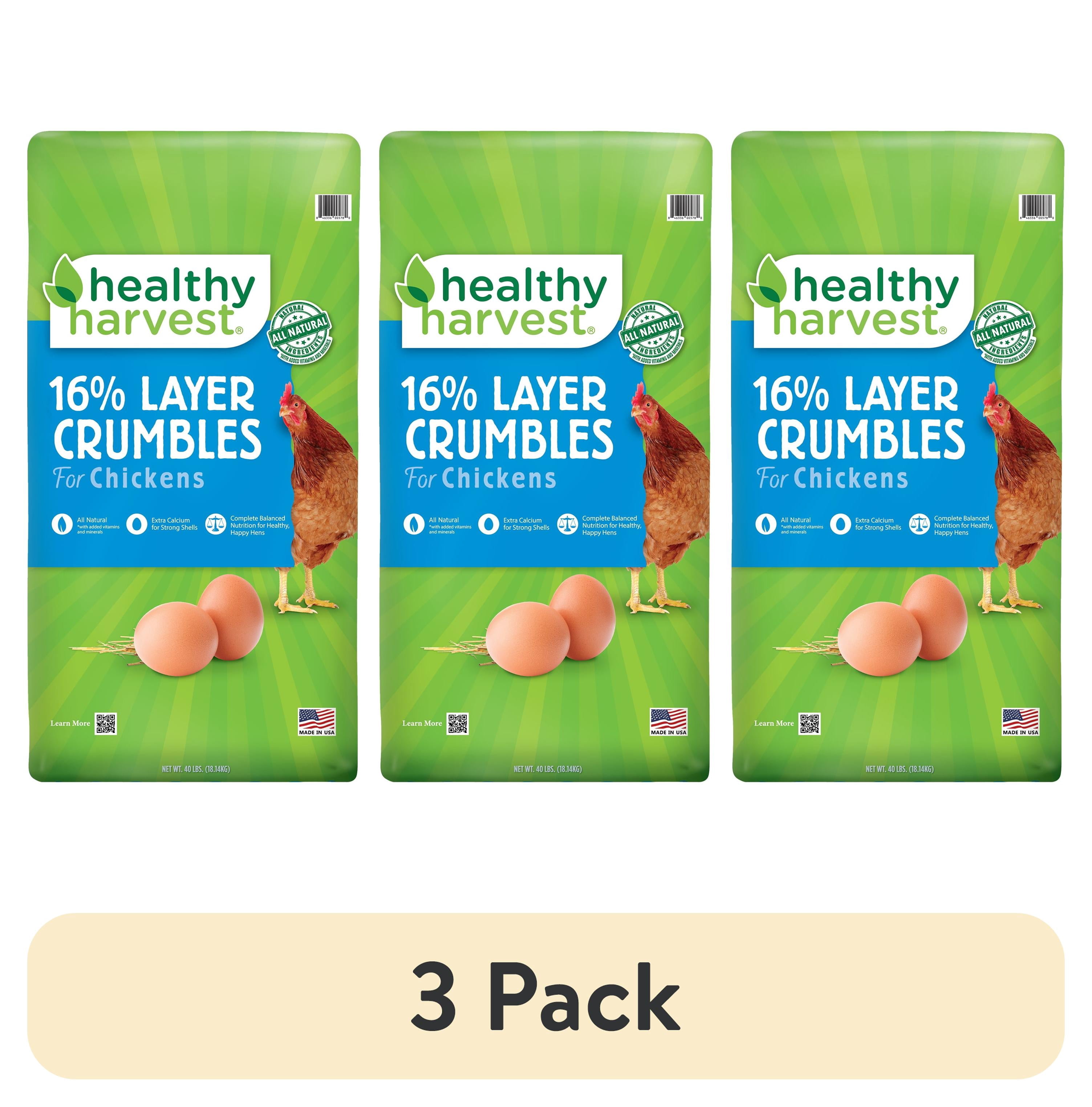(3 pack) Healthy Harvest 16% Layer Crumbles Feed for Egg Laying Chickens, 40 lb Bag