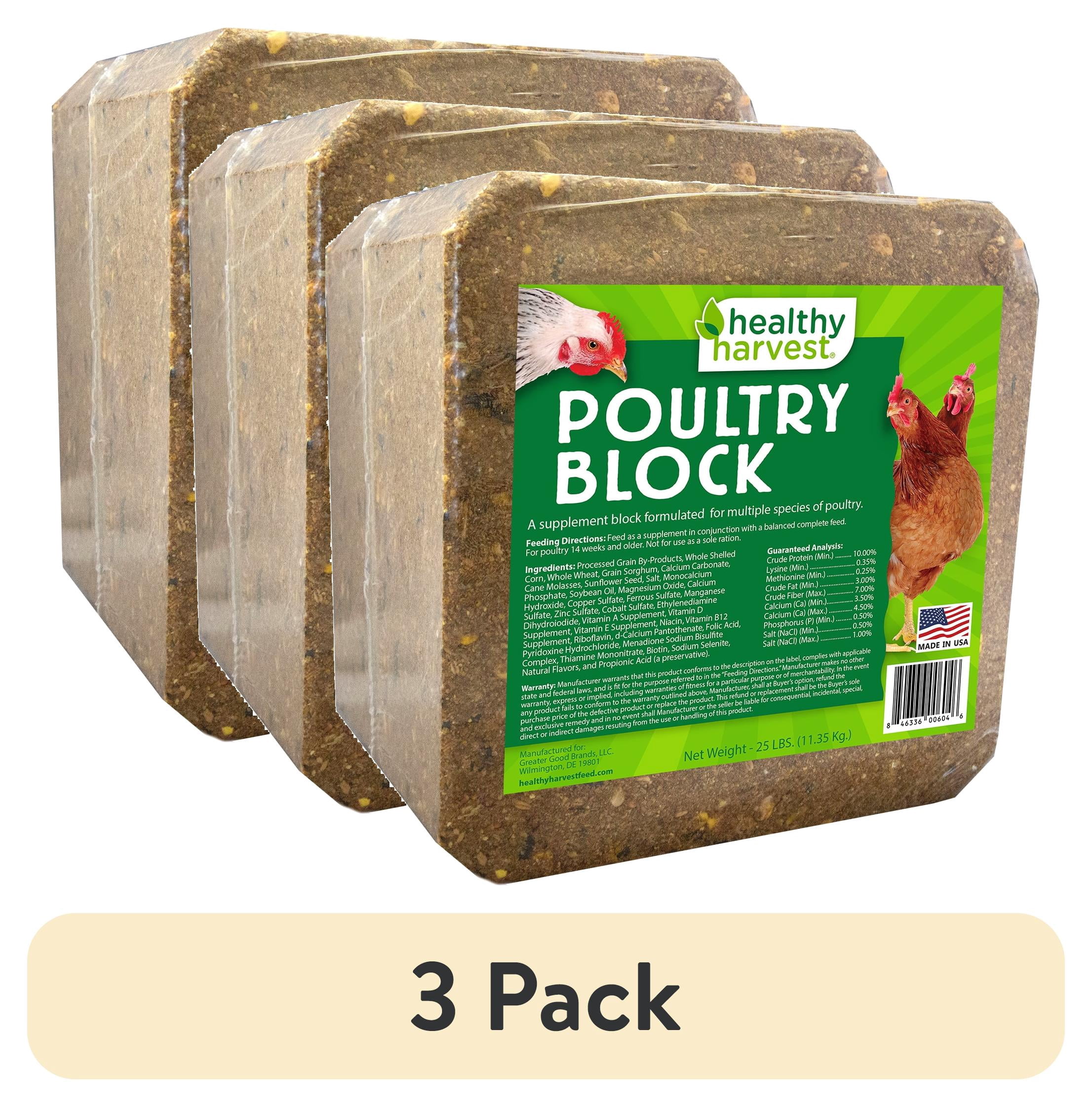 (3 pack) Healthy Harvest Block Supplement for Adult Chickens, 25 lb