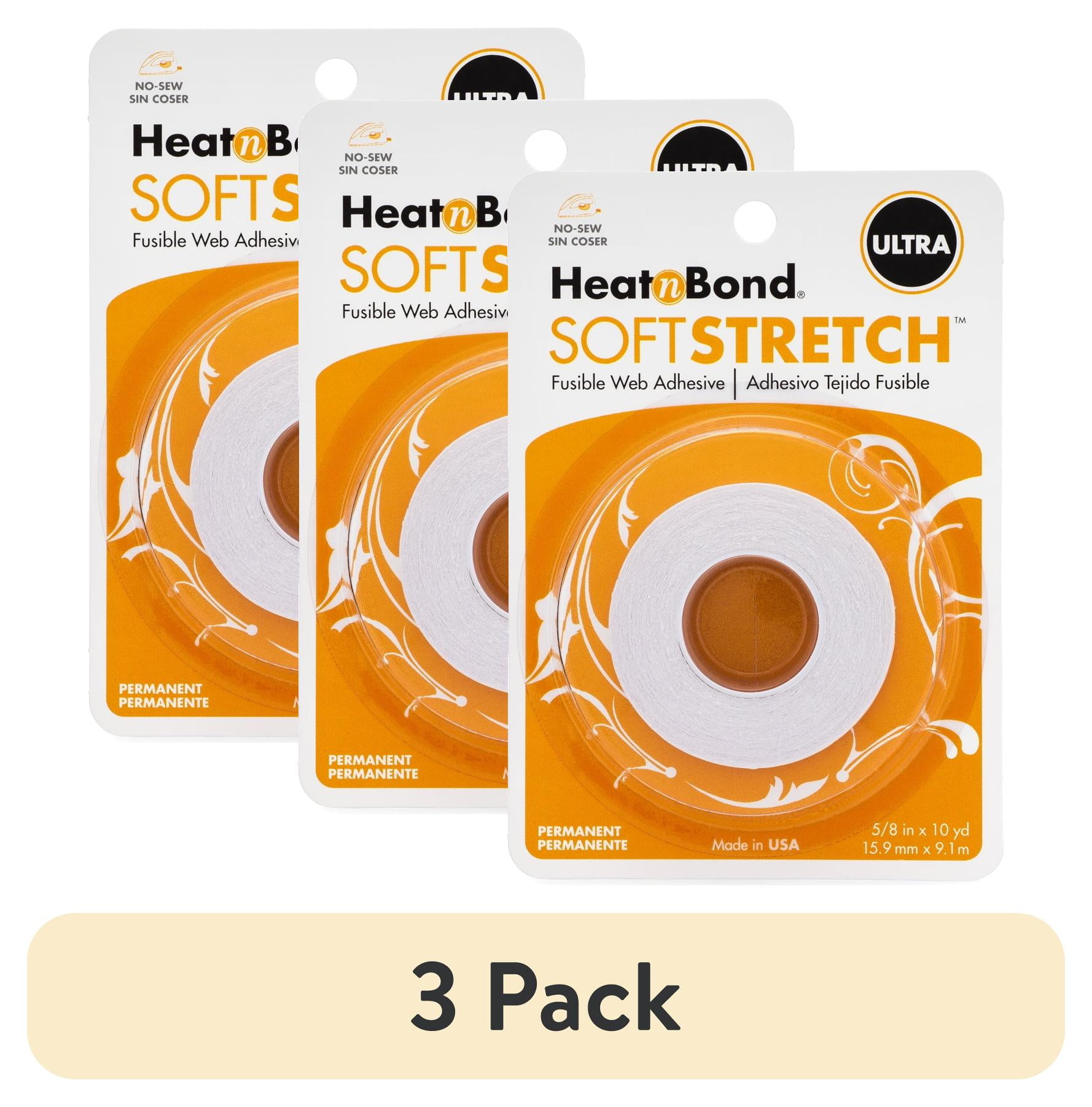 (3 pack) HeatnBond Soft Stretch Ultra Iron-on Clear Adhesive for Fabrics 5/8 inch x 10 yard Roll