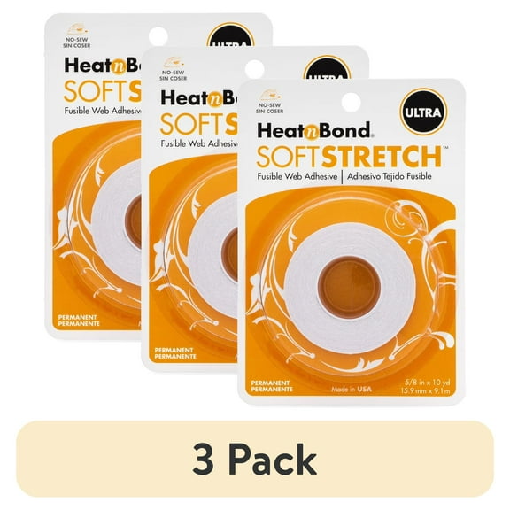 (3 pack) HeatnBond Soft Stretch Ultra Iron-on Clear Adhesive for Fabrics 5/8 inch x 10 yard Roll