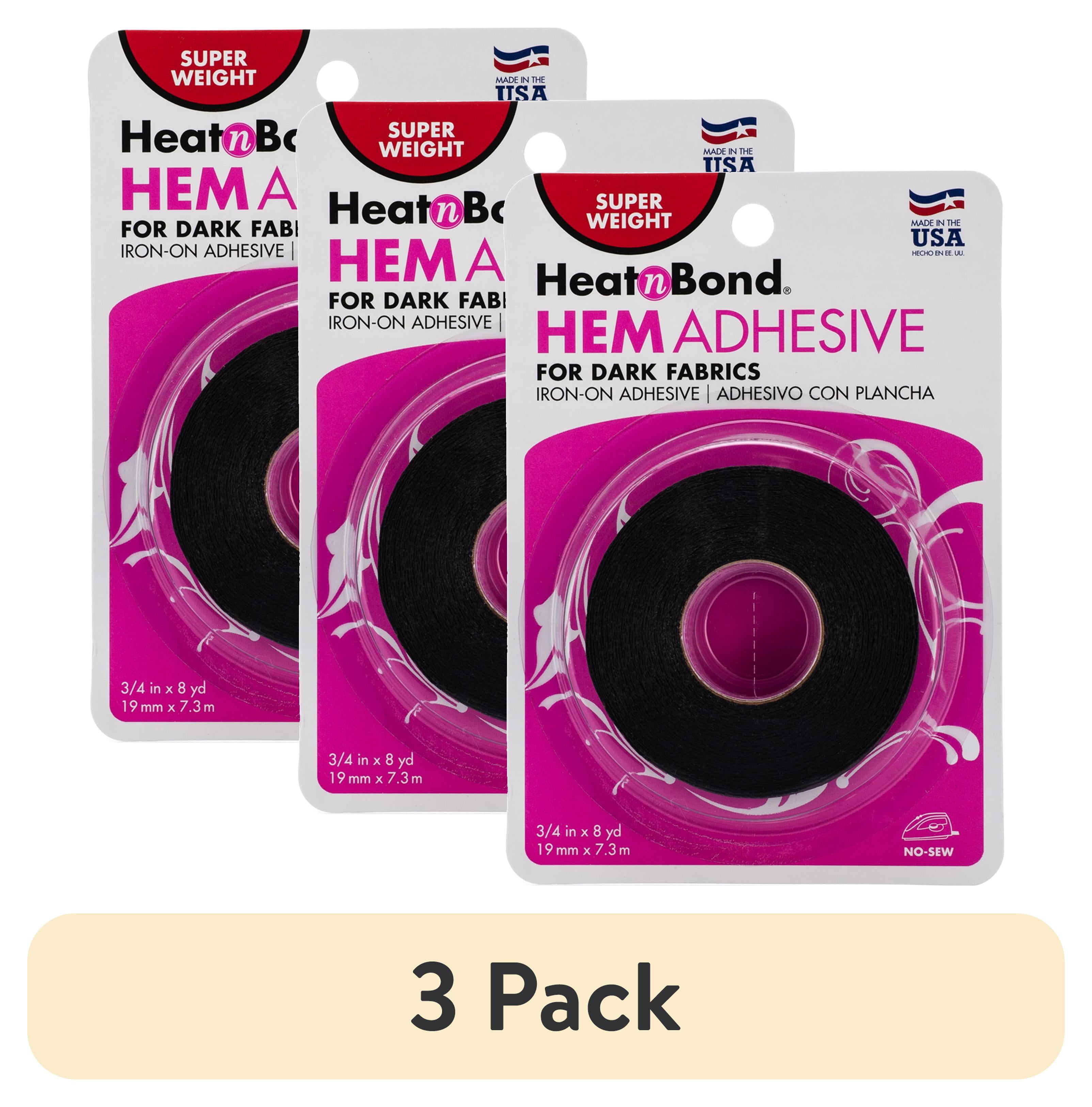 (3 pack) HeatnBond Hem Super Weight Iron-on Adhesive Tape for Dark Fabrics 3/4 in x 8 Yds, Black