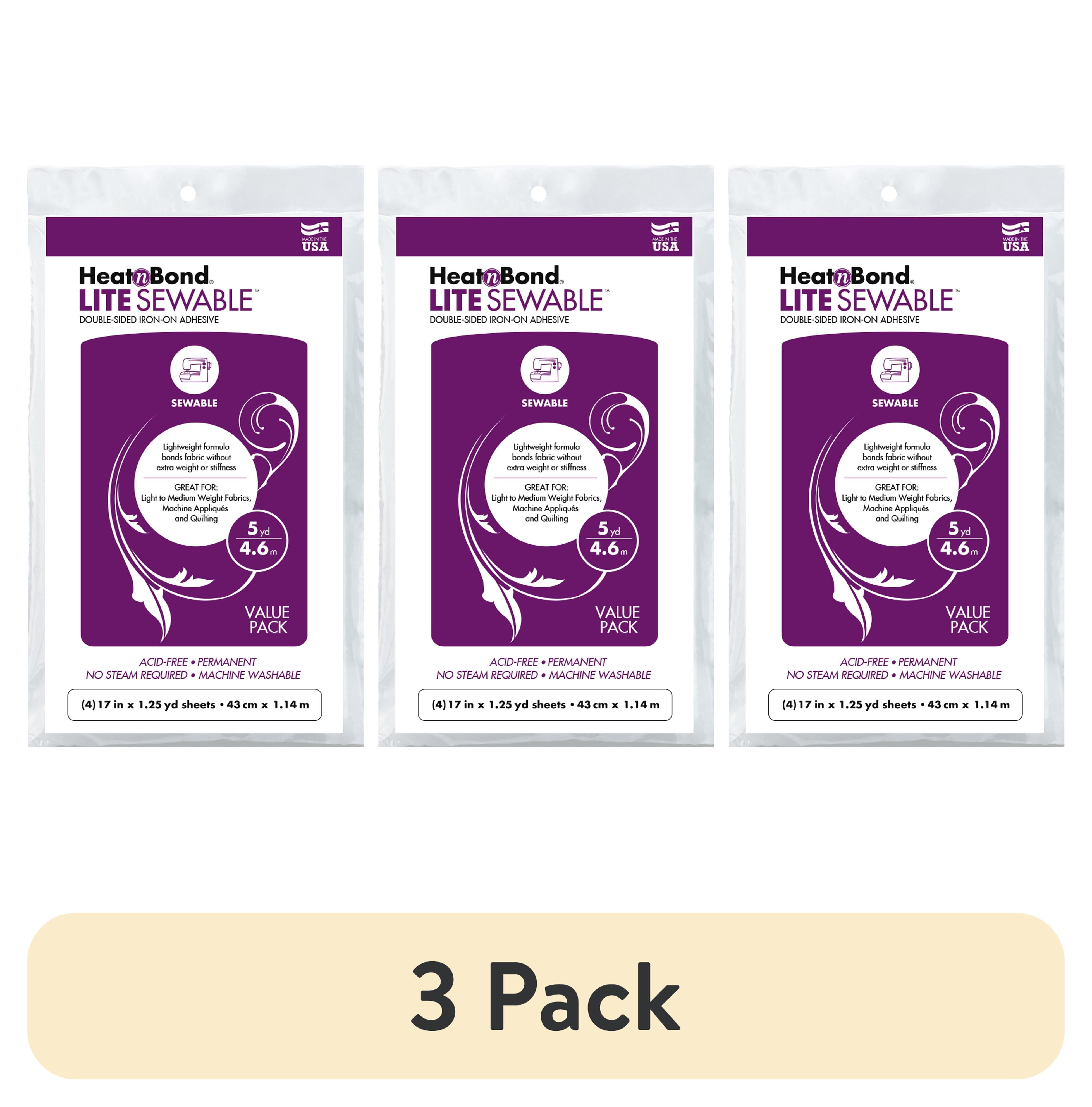(3 pack) HeatnBond Lite Sewable Iron-on Clear Adhesive for Fabrics 17 inch x 5 yard