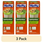 (3 pack) Hefty Compostable Kitchen Scrap Trash Bags, 2.6 Gallon, 20 Bags