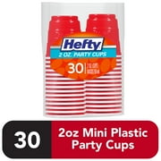Hefty Disposable Mini Plastic Cups, Red, 2 oz, 30 Count