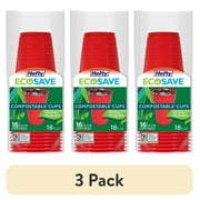 (3 pack) Hefty ECOSAVE Compostable Party Cups, Red, 18 oz., 16 Count