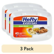 (3 pack) Hefty Everyday Soak-Proof Foam Compartment Tray, White, 9 x 11 Inch, 40 Count