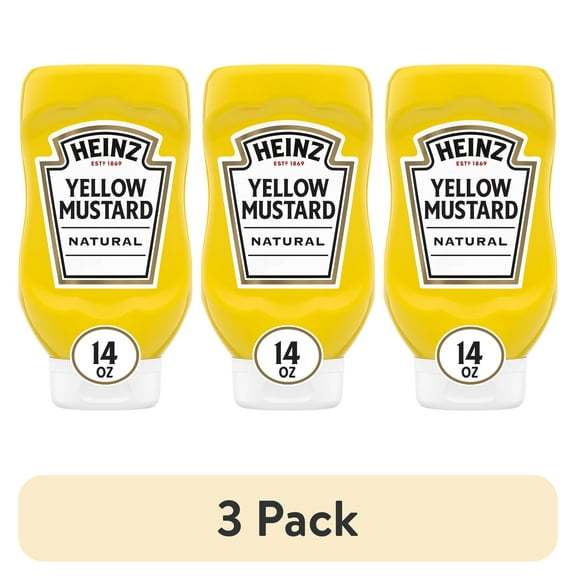 (3 pack) Heinz Yellow Mustard, 14 oz Bottle