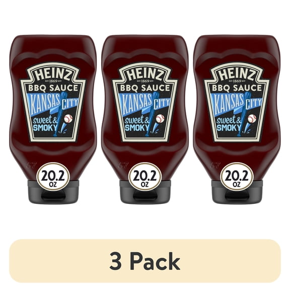 (3 pack) Heinz Kansas City Style Sweet & Smoky Barbecue BBQ Sauce, 20.2 oz Bottle