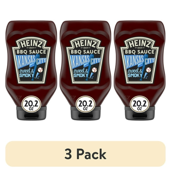 (3 pack) Heinz Kansas City Style Sweet & Smoky Barbecue BBQ Sauce, 20.2 oz Bottle