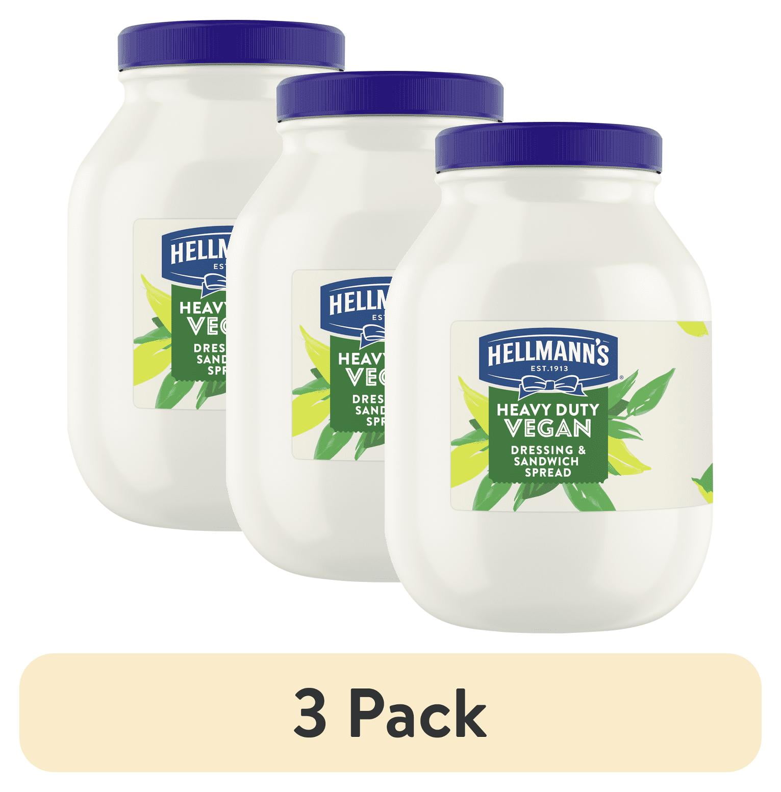(3 pack) Hellmann's Vegan Spread for a Rich, Creamy Plant-Based Alternative to Mayo Jar Same Great Taste, Plant Based, Free From Eggs 1 Gallon 4 Pack
