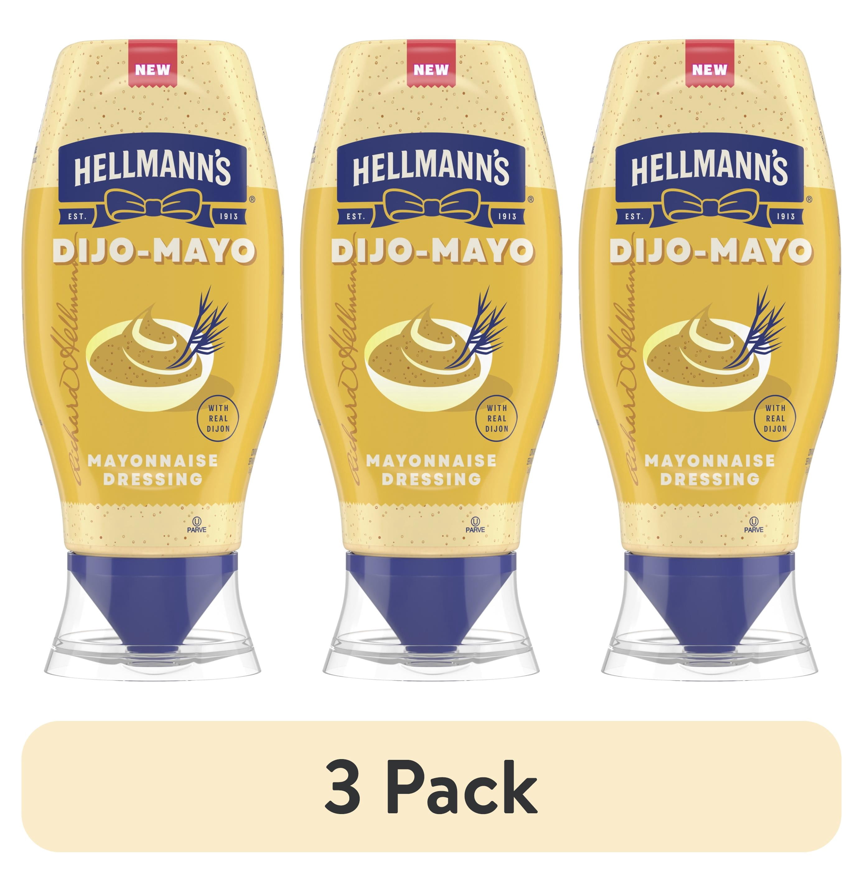 (3 pack) Hellmann's Dijo-Mayo Smooth & Savory Mayonnaise Dressing for Sandwiches, Burgers & More, Mayo Dressing with Real Dijon, 11.5 fl oz Bottle
