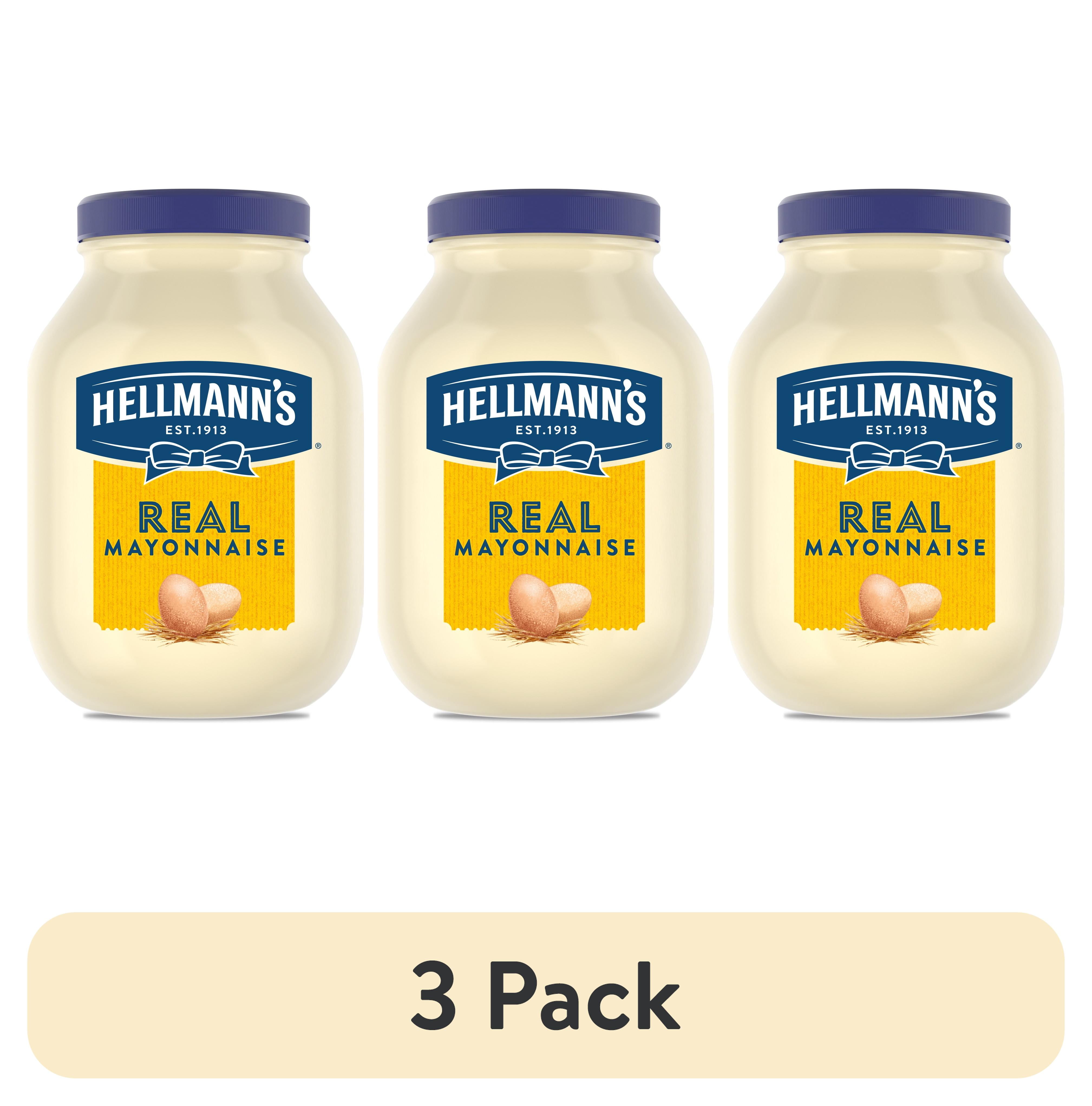 (3 pack) Hellmann's Mayonnaise Real Mayo Jar, Gluten Free Made with 100% Cage-Free Eggs, 128 oz