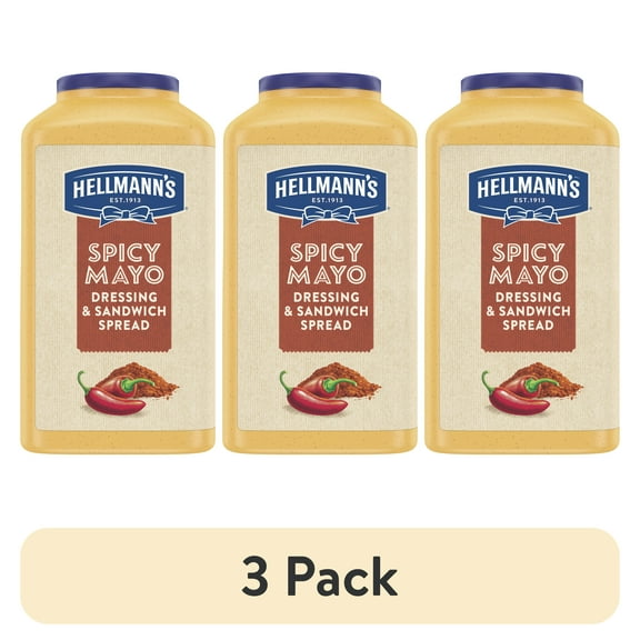 (3 pack) Hellmann's Spicy Mayonnaise, Sandwich Spread and Condiment, 1 Gallon, 128 oz