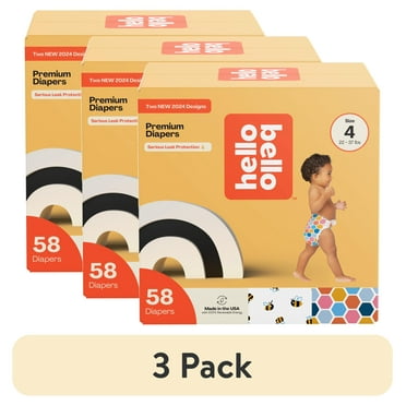 (3 pack) Hello Bello Premium Baby Diapers, Infant Size 4, 58 Count (Select for More Options)